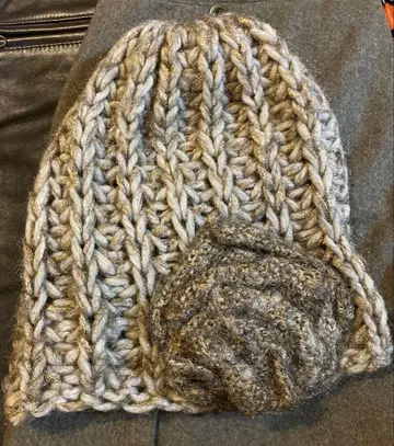 CA4LA 카시라 니트 모자 플라워 모티브 베이지 골드