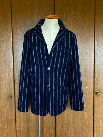 ALBARENA 이탈리아 브랜드 네이비 스트라이프 니트 자켓