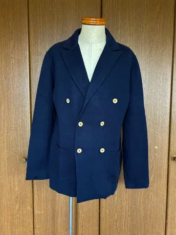 ALBARENA 이탈리아 브랜드 네이비 더블 브레스트 니트 자켓