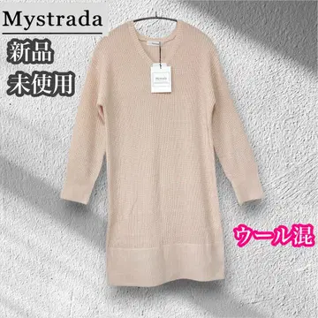 마이 스트라다 미사용 새상품 무릎 기장 니트 원피스 울 혼방 V넥 M