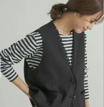 택 포함 새상품 트위드 프린지 베스트 어반 리서치 도어스