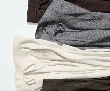 워셔블 니트 리브 팬츠 내추럴 L 그레이 M 2개 세트