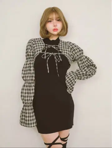 Darich 다리치 셔링 볼레로 미니 원피스