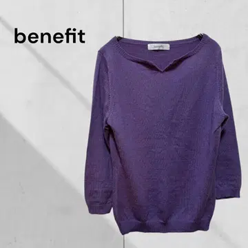 benefit 고급 울 100% 7부 소매 니트 스웨터 깔끔한 오피스