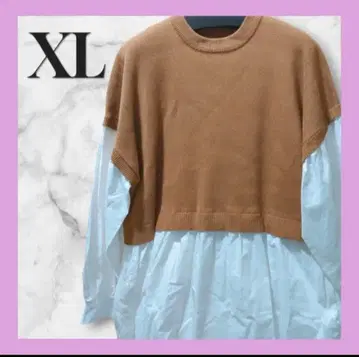 XL 사이즈 원피스 레이어드 롱 원피스 절개 여성용