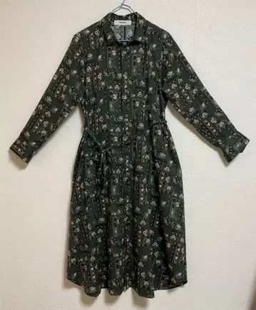 SUPER HAKKA 기하학 꽃무늬 셔츠 원피스 그린 M 사이즈