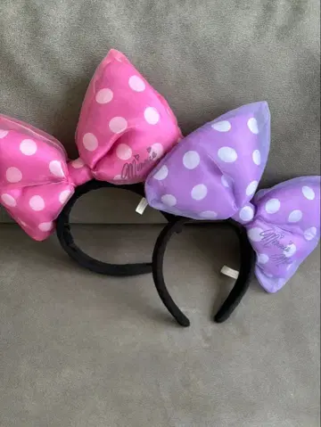 미니 마우스 도트 리본 머리띠 2개 세트