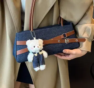 데님 숄더백 테디베어 포함