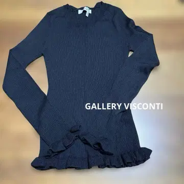 비스콘티 블랙 리브 니트 긴팔