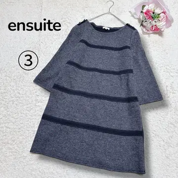 [ensuite] 울 8부 소매 니트 원피스 어깨 버튼 성인 L