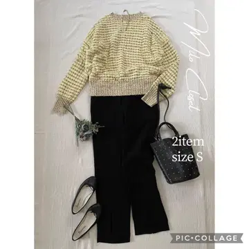 미색 니트 세트 여성용 의류 묶음 판매 코디 판매 셋업 깔끔한 S