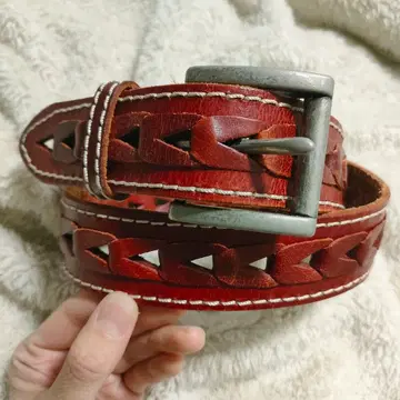 뜨개질 빨간색 벨트 여성용 소가죽 캐주얼 벨트