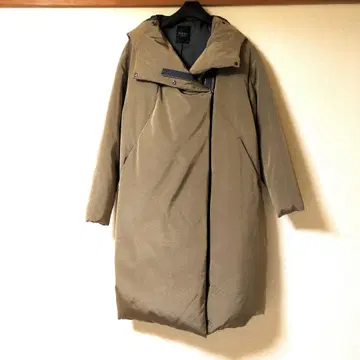 DAMA 후드 부착 베이지 롱 다운 자켓