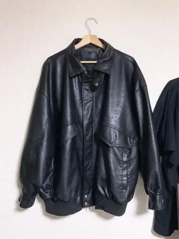 CLEL 블랙 가죽 블루종 L 사이즈