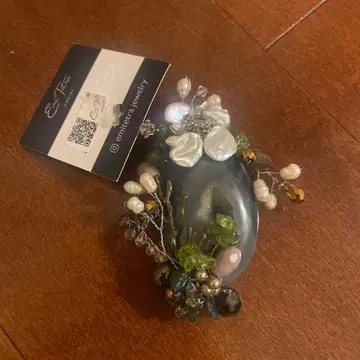 마노 플라워 브로치 약 10cm x 7cm