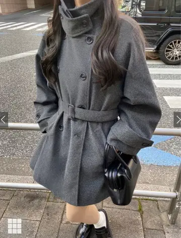페이크 울 코트 목 부분 벨트 없음