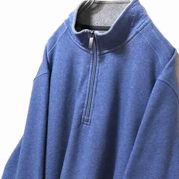 밴휴슨 무지 하프 지퍼 맨투맨 트레이닝복 탁한 블루 파랑 L 구제 의류