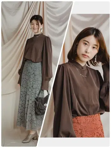 MIHARU 톨 Tall 브라운 긴팔 셔츠