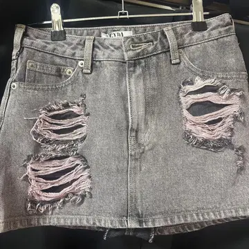 미사용 새상품 GYDA 데미지 데님 스커트 PINK