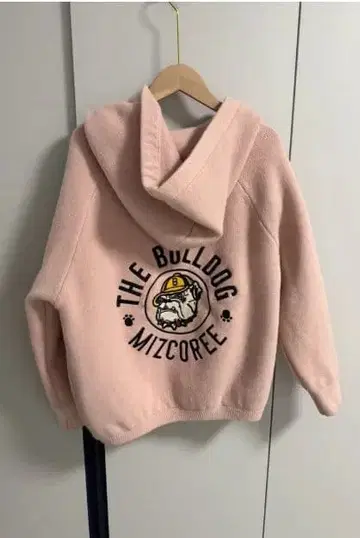 불독 자수 후디 니트 가디건 핑크 M 사이즈