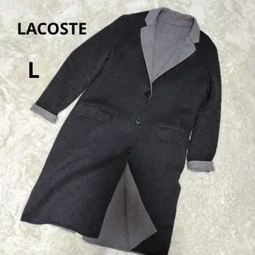 라코스테 롱 코트 더블 니트 롱 코트 그레이 바이컬러