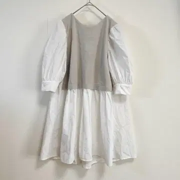 NATURAL BEAUTY BASIC 절개 튜닉 M 그레이 x 화이트