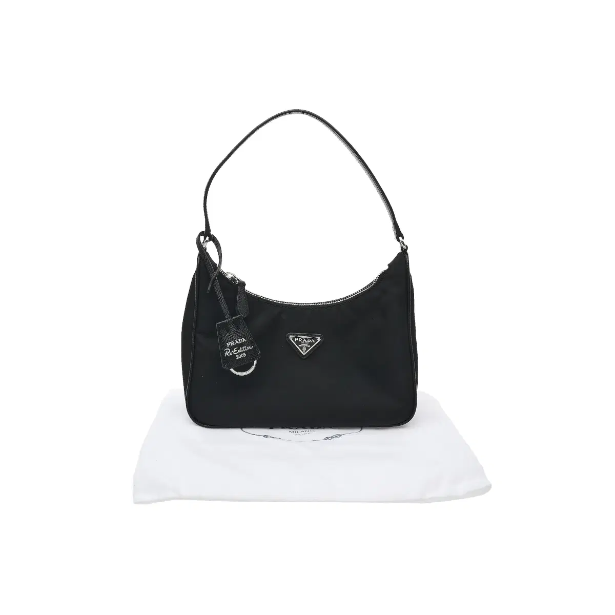 프라다 리에디션 2005 사피아노 & 리나일론 호보백 블랙