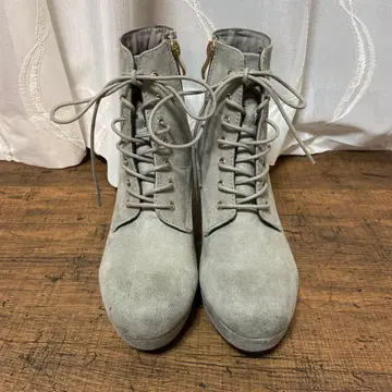 [ 미사용품 ] 그레이 스웨이드 레이스업 부티 M 사이즈