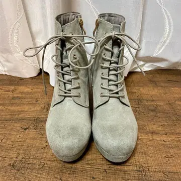 [ 미사용품 ] 그레이 스웨이드 레이스업 부티 M 사이즈