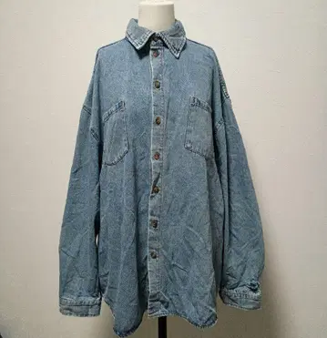 [푸뉴즈] 데님 셔츠 (3XL 상당) 데미지 가공 오버 사이즈