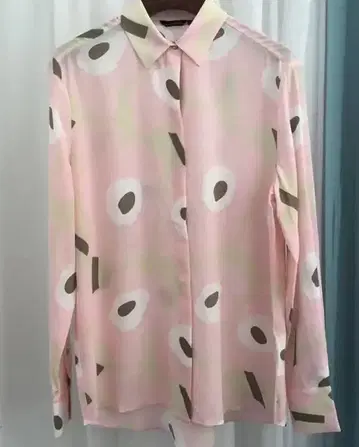 핑크 추상 무늬 긴팔 셔츠