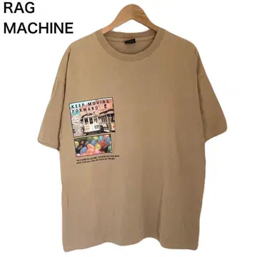 러그머신 포토 프린트 반팔 티셔츠 풍경 코튼 로고 둥근넥 L