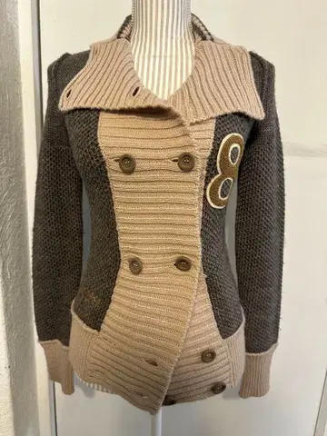 Replay 더블 가디건 모헤어 혼방 XS 베이지/그레이