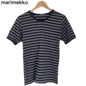 마리메꼬 T셔츠 반팔 보더 여성용 링거 둥근넥 코튼 XS