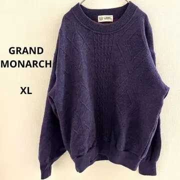GRAND MONARCH 스웨터 모 100% 네이비 골프 남성용 XL