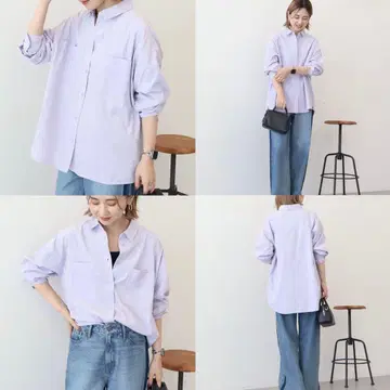 택 포함 새상품 W포켓 코듀로이 셔츠 라일락 L