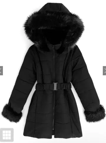 벨트 포함 퍼 다운 코트