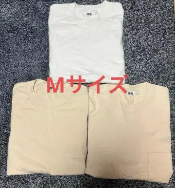 유니클로 긴팔 코튼 크루넥 t셔츠 3개 세트