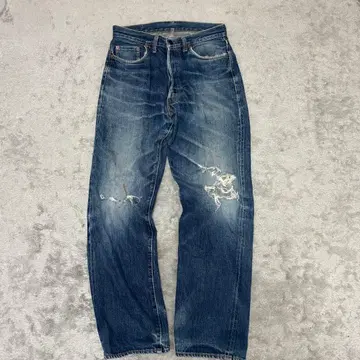 DENIME 데님 구김 히게 버튼 플라이 일본제 38인치 BX90