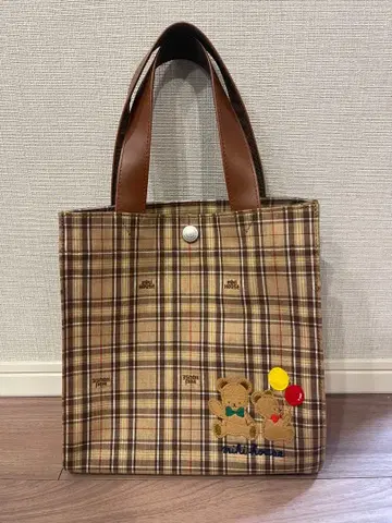 미키하우스 체크 무늬 토트백