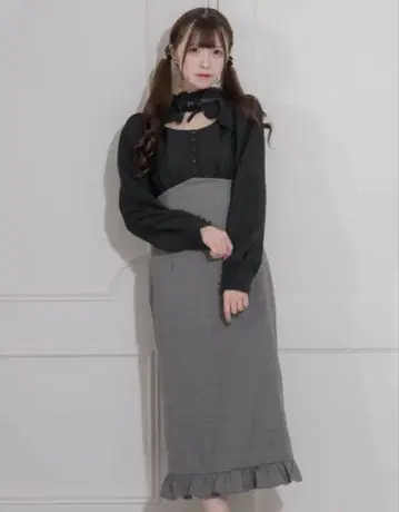 piumu 시어 케이프 도킹 롱 원피스