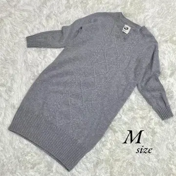 ONIGIRI 오니기리 니트 원피스 무릎 기장 그레이 케이블 짜임 M