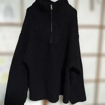 [ CLEL ] 볼륨 멜란지 하프 집 니트 M 사이즈