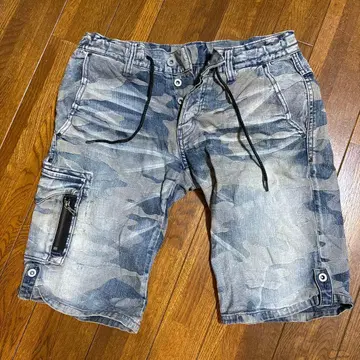 카모 패턴 데님 숏팬츠