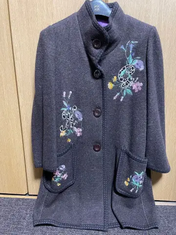 이타리야 자수 롱 코트 브라운 택 포함