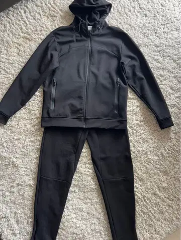 ZARA 블랙 풀 집업 후드 부착 저지 셋업