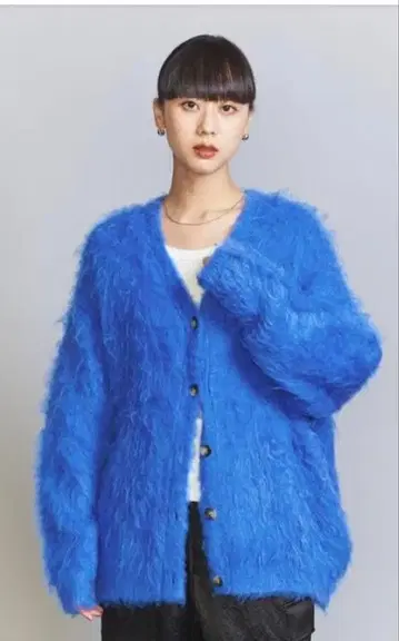 BEAUTY&YOUTH 샤기 자카드 V넥 가디건