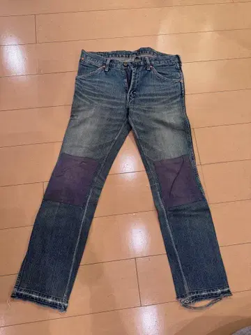 넘버나인 미야시타기 카트 무릎 패치 그런지 데님