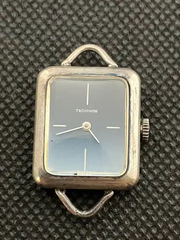 테크노스 여성용 수동 와인딩 은제 케이스 작동품
