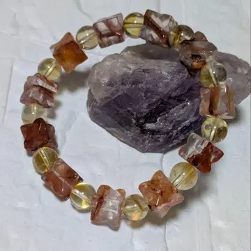 라이모나이트 인 쿼츠 큐브 x 시트린 래더 팔찌